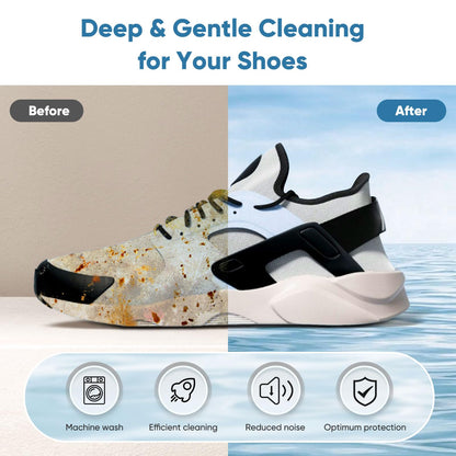 Teletrogy Shoe Washing Machine Bag 2Pack - Reusable Shoe Laundry Bag with Mesh Socks Bag - 360°Deep Protective Cleaning Bags for Sneakers Delicate Footwear - Home Dorm Travel Essentials, White