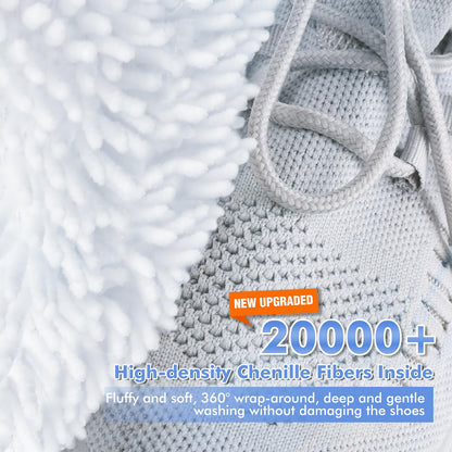 Teletrogy 2Pcs Shoe Washing Machine Bags, Laundry Shoes Bag for Washer & Dryer, Reusable Shoe Cleaning Bag Fluffy Fiber Inside, Sneaker Tennis Laundry Bags for All Shoes, Large Size, 7 x 13 Inches