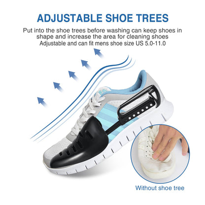 Teletrogy Shoe Washing Bag for Washing Machine, Fluffy Fibers Keep 360° Wrap-around Cleaning, Adjustable Shoe Trees, Durable Hidden Zipper Reusable Laundry Bag for Sneaker Gym Shoes White