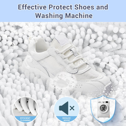 Teletrogy Shoe Washing Machine Bag with 2 Pockets - Wash Laces, Insoles & Socks All-in-One Shoe Laundry Bag for Washer & Dryer, Reusable Sneaker Cleaner Bag for Home Dorm Travel (2Pcs White)
