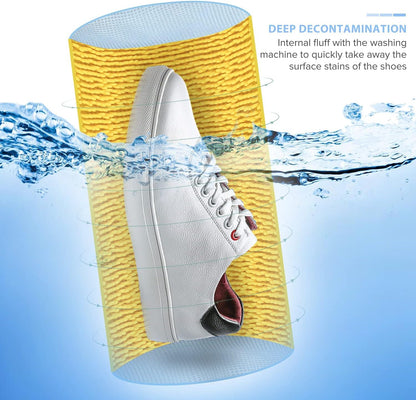 Teletrogy Shoe Washing Machine Bag 2PCS, Reusable Durable Zipper Laundry Bag Shoe Washing Bag for Washer and Dryer, Sneaker Tennis Cleaning Bags, Yellow