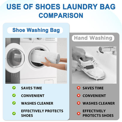 Teletrogy  Shoe Washing Machine Bags - Invisible Zipper Side Opening Laundry Bags for Sneakers and All Shoe Sizes (White 2pcs)