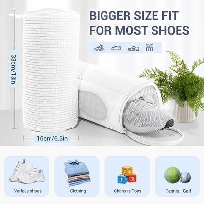 Teletrogy Shoe Washing Machine Bag with 2 Pockets - Wash Laces, Insoles & Socks All-in-One Shoe Laundry Bag for Washer & Dryer, Reusable Sneaker Cleaner Bag for Home Dorm Travel (2Pcs White)