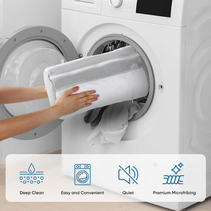 Teletrogy Shoe Washing Machine Bag 2Pack - Reusable Shoe Laundry Bag with Mesh Socks Bag - 360°Deep Protective Cleaning Bags for Sneakers Delicate Footwear - Home Dorm Travel Essentials, White