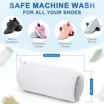 Teletrogy  Shoe Washing Machine Bags - Invisible Zipper Side Opening Laundry Bags for Sneakers and All Shoe Sizes (White 2pcs)