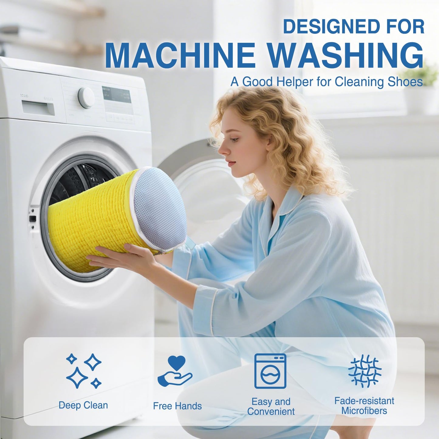 Teletrogy Shoe Washing Machine Bag 2PCS, Reusable Durable Zipper Laundry Bag Shoe Washing Bag for Washer and Dryer, Sneaker Tennis Cleaning Bags, Yellow