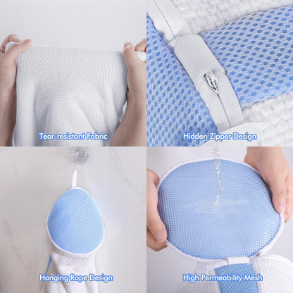 Teletrogy 2Pcs Shoe Washing Machine Bags, Laundry Shoes Bag for Washer & Dryer, Reusable Shoe Cleaning Bag Fluffy Fiber Inside, Sneaker Tennis Laundry Bags for All Shoes, Large Size, 7 x 13 Inches